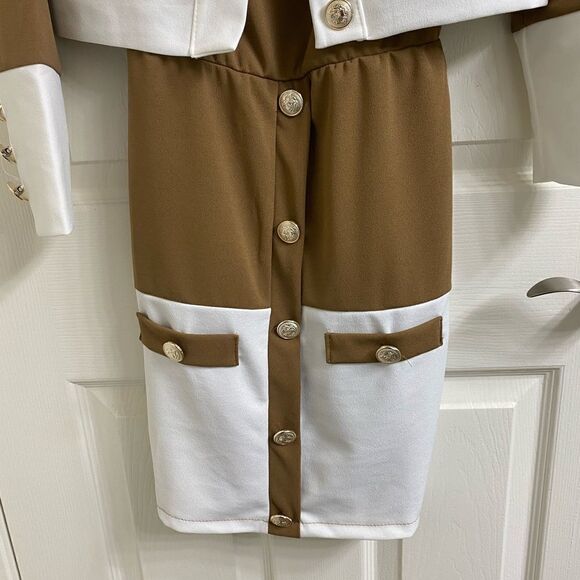 💼Nadia Two Piece Set, Mini Dress with Cropped Jacket Overlay and Button Detail - Picture 11 of 11